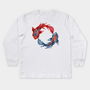 Yin Yang Koi Fish Kids Long Sleeve T-Shirt